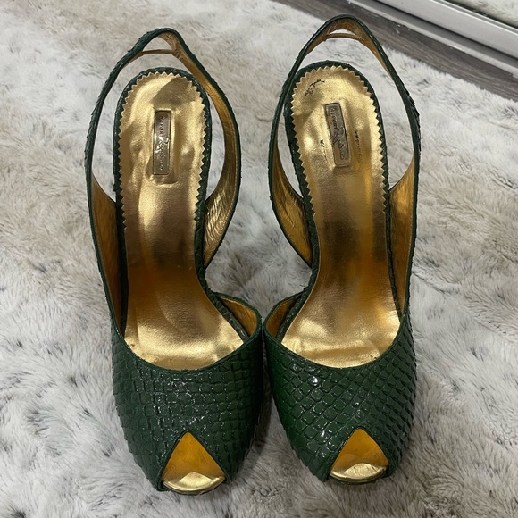 [8]🐊Killer Crocodile Peep Toe Heel | Women’s|Report Signature| Snakeskin Green - Picture 4 of 11